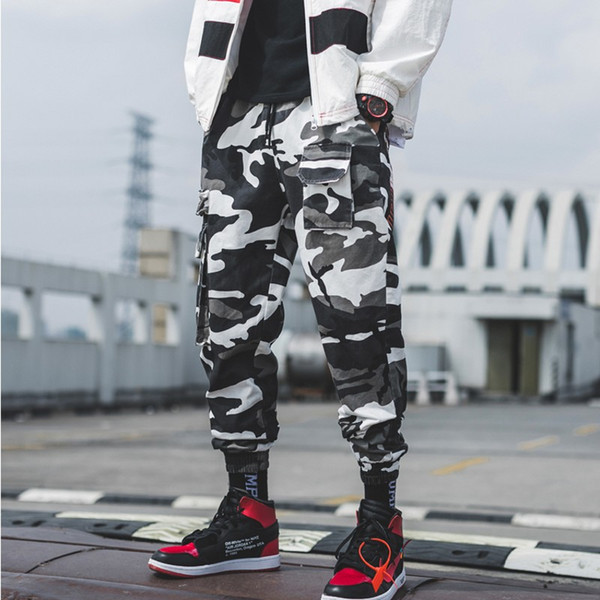 New Men's Camouflage Cargo Pants Cotton Side Multi-pocket Hip Hop Casual Pants Men 2019 Fashion Mens Streetwear Joggers