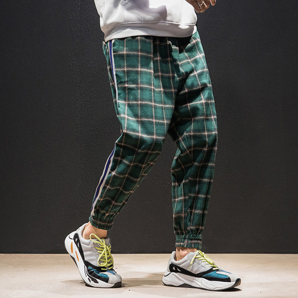 4 Colors Men Streetwear Hip Hop Casual Plaid Pant Male Women Fashion Loose Harem Pants Couple Trousers Jogger Sweatpants