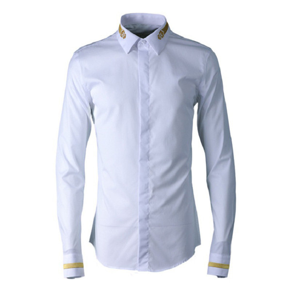 China Style Embroidery Shirt Men New Arrival Turn-down Collar Full Sleeve Slim Casual Shirts Camisas Solid Color Plus Size