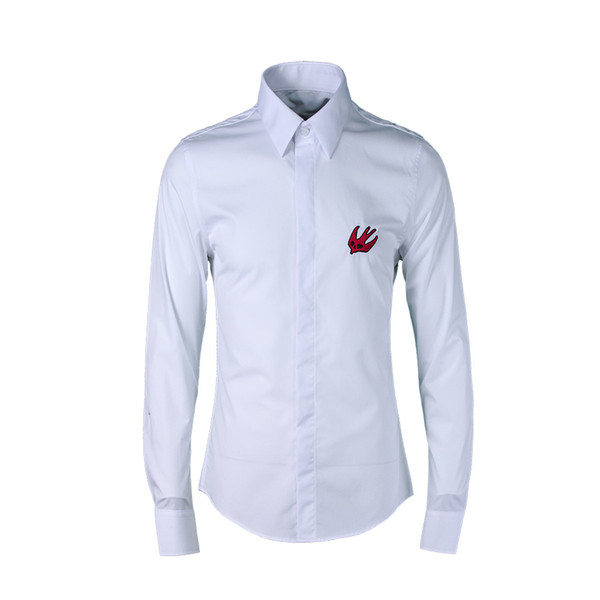 New 2018 Swallow embroidery men's shirts men's shirt Europe and United States shirts Primary source