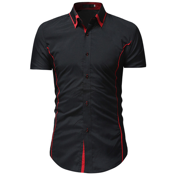 2019 Summer Mens Clothing Solid Short Sleeve Shirts Casual Slim Fit Tops Dress Business Shirts Camisa Masculina Erkek Gomlek 20