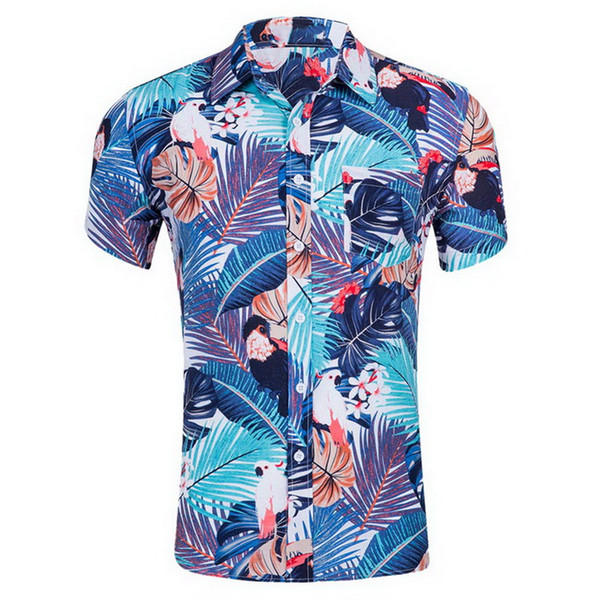 Summer Mens Hawaiian Board Shirts Short Sleeve Floarl Print Beach Shirt Casual Masculina Summer Fashion Male Tops Clothing