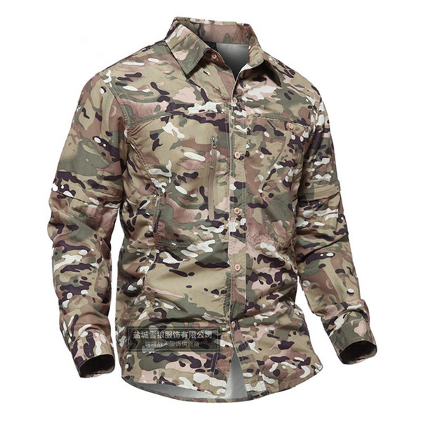 HONG WILD Summer Quick Dry Tactical Shirt Men Breathable SWAT Cargo Casual Fast Drying Long Sleeve Army Shirt