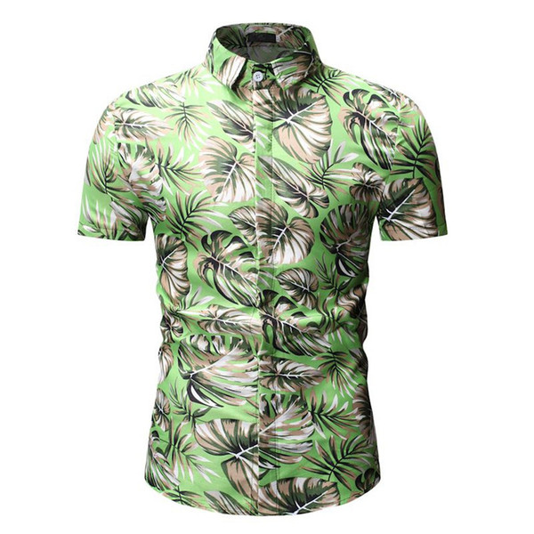 Luxury Summer Floral Print Short Sleeve Shirts Men Tops Green Gold Hawaiian Shirt Chemise Homme Manche Court Camiseta Hombre 20