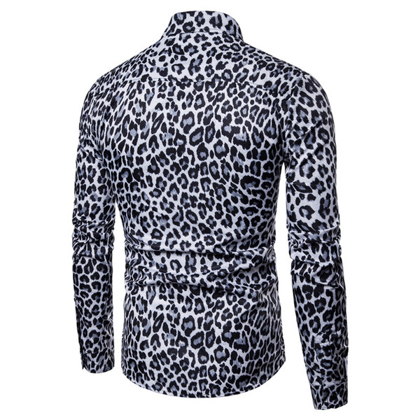 European version of the men's new foreign trade nightclub leopard digital printing long-sleeved shirt men's 0508A