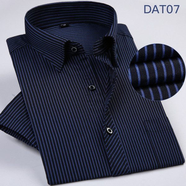 shou Middle-aged striped short-sleeved shirt men's summer new thin men's casual shirt daddy loaded cotton