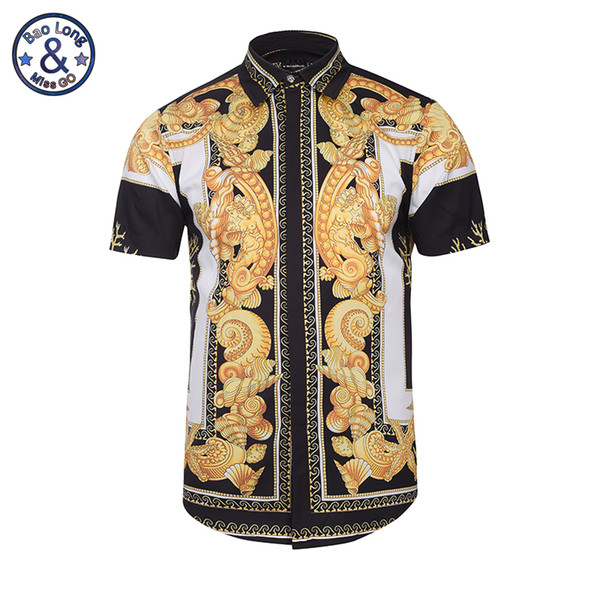 Hawaiian Shirts Summer Style Men Short Sleeve Floral Dress Shirts Unique Medusa Shirt Fashion 3D Print Luxury Harajuku Hipster