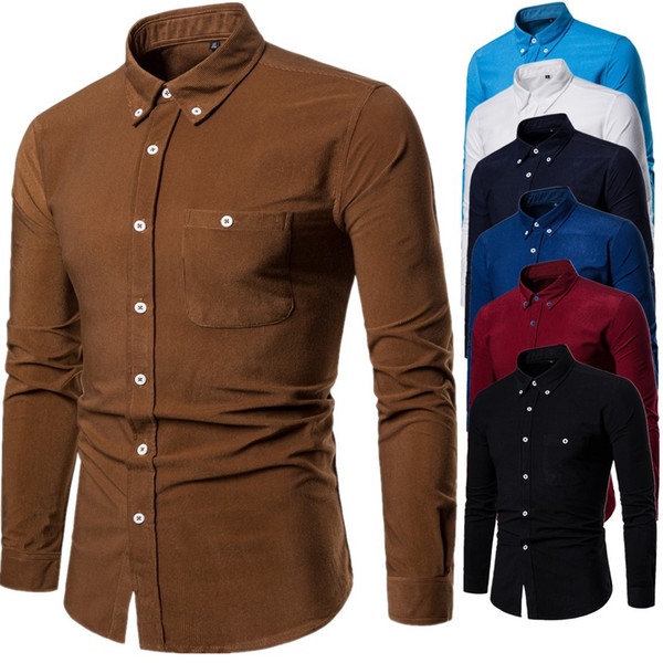 New Long Sleeve Corduroy European and American Fashion Leisure Shirts