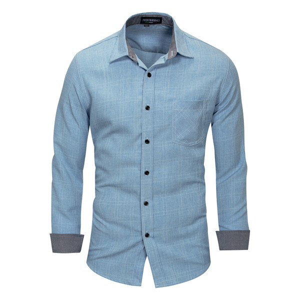 New large size casual cotton long-sleeved shirt