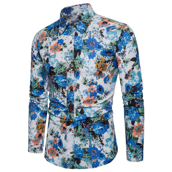 Hot sell New Brand Design Casual Shirt Men Long Sleeve Slim Fit Cotton Dress Shirts Men printing Shirt Plus Size 5XL