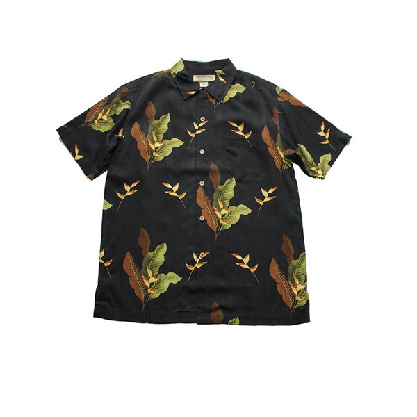 Three Colors Hawaii Shirt Silk Short Sleeve Print Men Summer