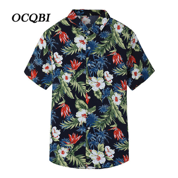 M-7XL Hawaii Casual Beach Shirts 2018 Summer Men Clothes Fashion Camisas Para Hombre Plus Size