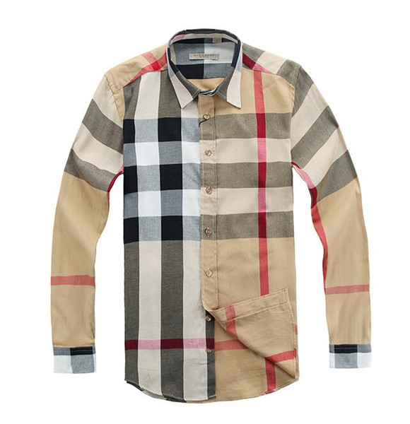 2018 American business brand self-cultivation plaid shirt, fashion designer brand long-sleeved cotton casual shirt striped co-dress shirt#04