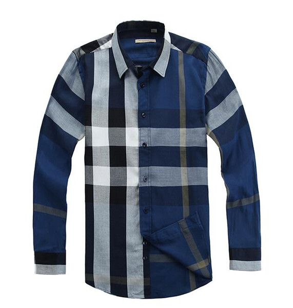 2018 American business brand self-cultivation plaid shirt, fashion designer brand long-sleeved cotton casual shirt striped co-dress shirt#00