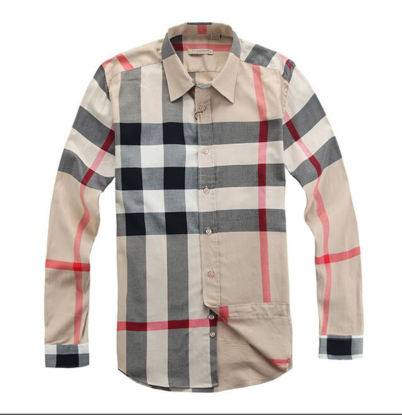 2018 American business brand self-cultivation plaid shirt, fashion designer brand long-sleeved cotton casual shirt striped co-dress shirt#16