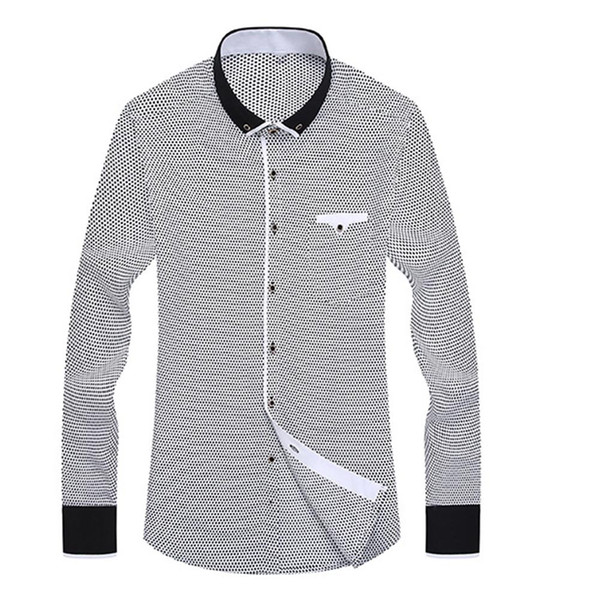 New Spring Fashion Business Men Plus Size Long Sleeve Turn Down Collar Shirt Slim Fit Top