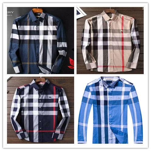 2018 American business brand self-cultivation plaid shirt, fashion designer brand long-sleeved cotton casual shirt striped co-dress shirt 99