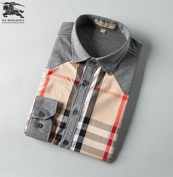 American business brand self-cultivation plaid shirt, fashion brand long-sleeved cotton casual shirt striped co-dress shirt Hot style 99