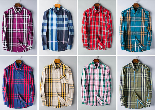 American business brand self-cultivation plaid shirt fashion designer brand long-sleeved cotton casual Vintage shirt striped famous polos