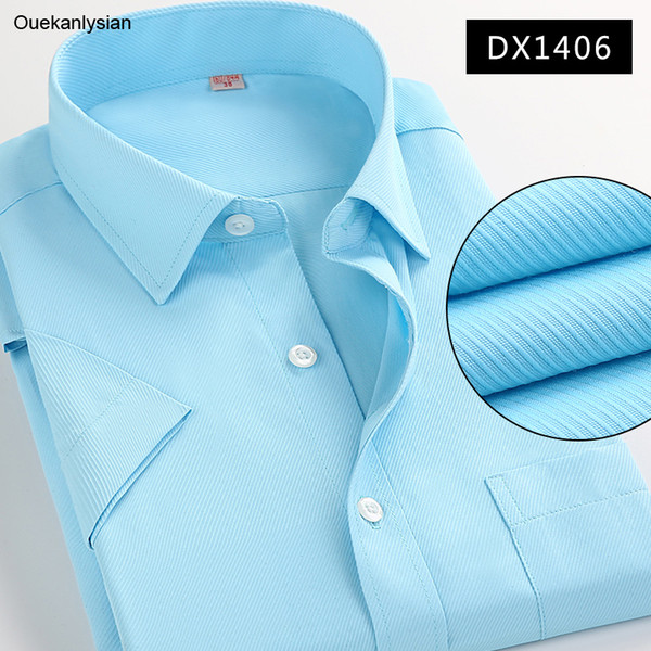 Ouekanlysian Summer Top Quality Mens Twill Dress Shirts Designer Fitness Short Sleeve Formal Business Shirt Pure Color Camisa