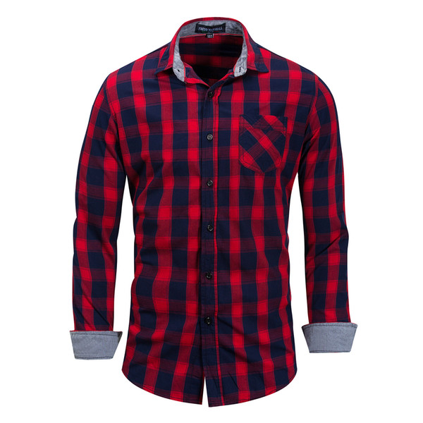 Cardigan Men's Shirts Long Sleeve Casual Shirt Male Casual Tops Cheaper Plaid Plus Size M-3XL Mens Clothing Wholesale