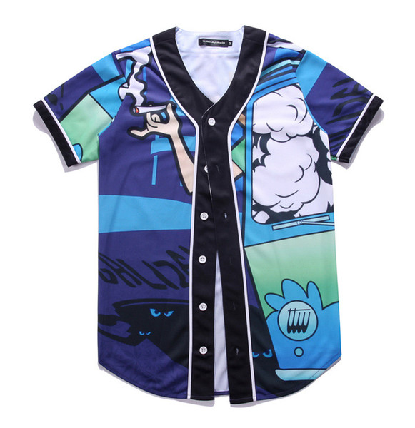 Wholesale-New summer style men's baseball shirt men fashion cartoon printed shirts mens clothing