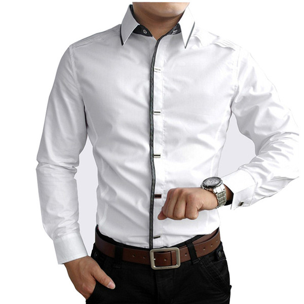 Top Quality Shirt Men 100% Cotton Dress Shirts Spring Autumn Long Sleeve Casual Shirt Men Wedding Social Shirts RS-361