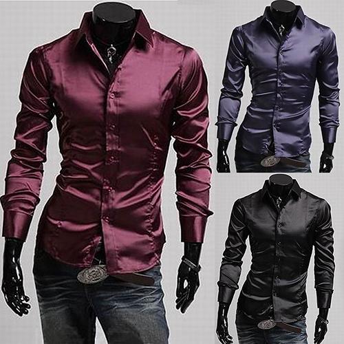 Wholesale- Fashion Men's Long Sleeves Button Down Lapel Business Casual Shirts Top smt 87