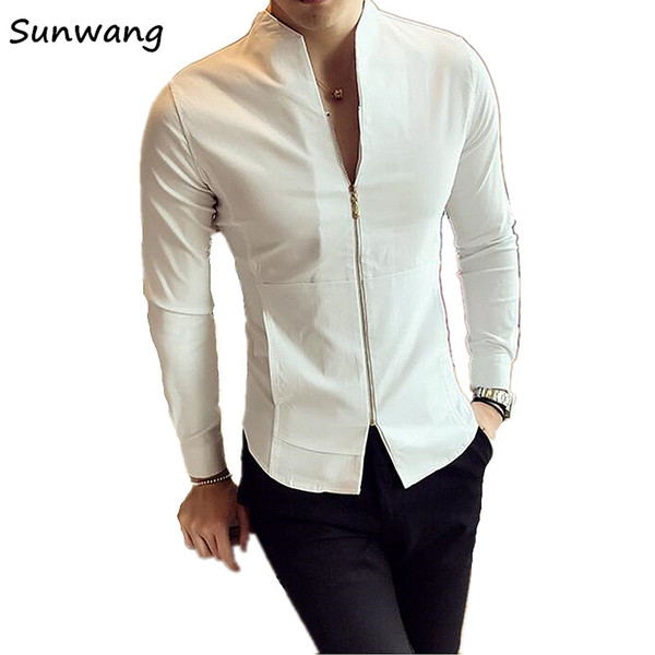 Sunwang 2017 Winter Plus Velve Cotton Dress Shirts High Quality Mens Casual Shirt,Casual Men Plus SizeXXXL Slim Fit Social Shirt