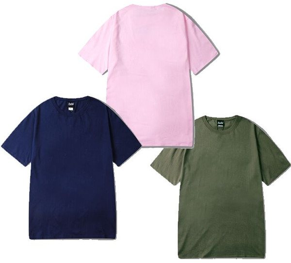 2019 High Street Dark OVERSIZE Loose Pink shirt Short Pure hirt for Men Green