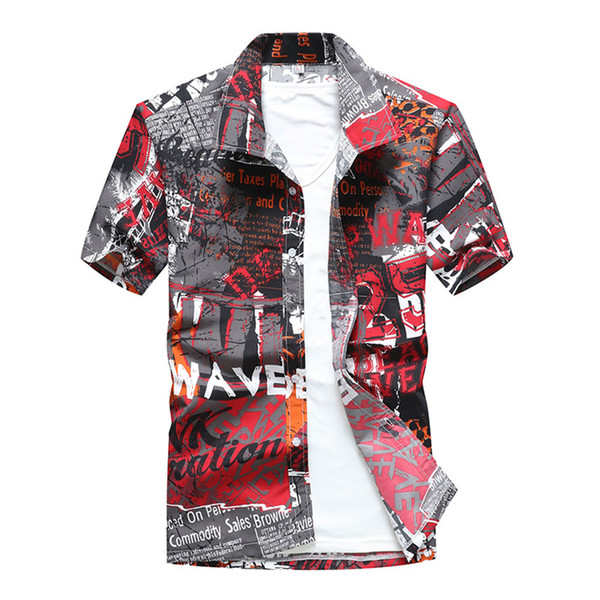 Men's Summer Hawaiian Shirt Print Short Sleeve Loose Beach Shirt Casual Shirts Quick-drying Casual Plus Size M-3XL