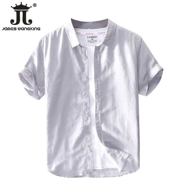 2019 Latest Men's Casual Cotton Short-sleeved Shirt -Fabric:55% Linen, 45% Cotton