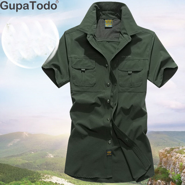 Hiking Mountaineering Shirt Men Quick Dry Outdoor Shirt Short Sleeve Men Hunting Breathable Outdoor Clothing