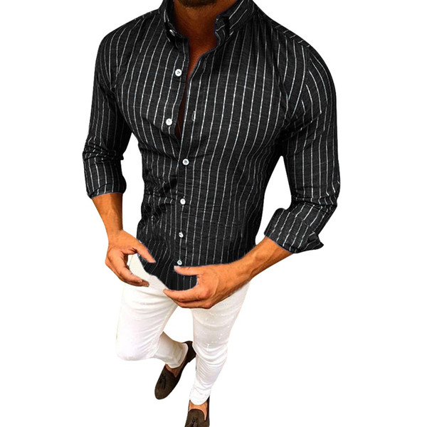 Summer Shirt Men Plus Size Black Male Shirts Fit Formal Long Sleeve Button Striped Mens Dress Shirts Red Tops Camisa Masculina