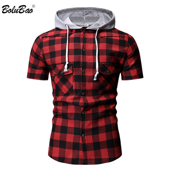 BOLUBAO 2019 New Men's Shirt Casual Shirts Men Breathable Fashion Short Sleeve Shirts Male Hooded shirt Tops