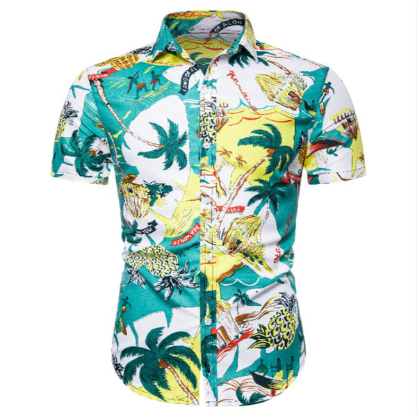 Mens Hawaiian Shirt Male Casual camisa masculina Printed Beach Shirts Short Sleeve brand clothing Free Shipping