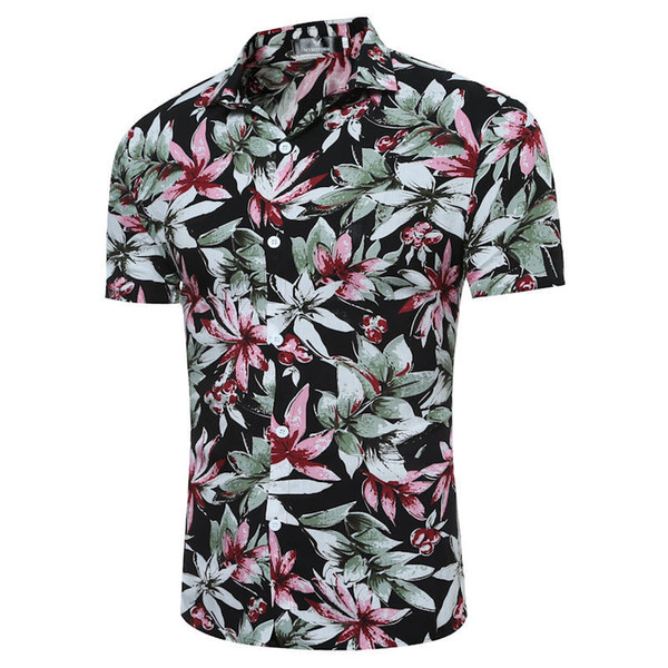 2018 Fashion Mens Short Sleeve Casual Shirt Hawaiian Summer Floral Shirts For Asian Men Size M-4XL 10 Colors