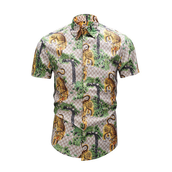 Printed Men Dress Shirt Splashed Paint Pattern Printed 3D Shirt Slim Fit Male Short Sleeve Shirts chemise homme Plus Size D6006