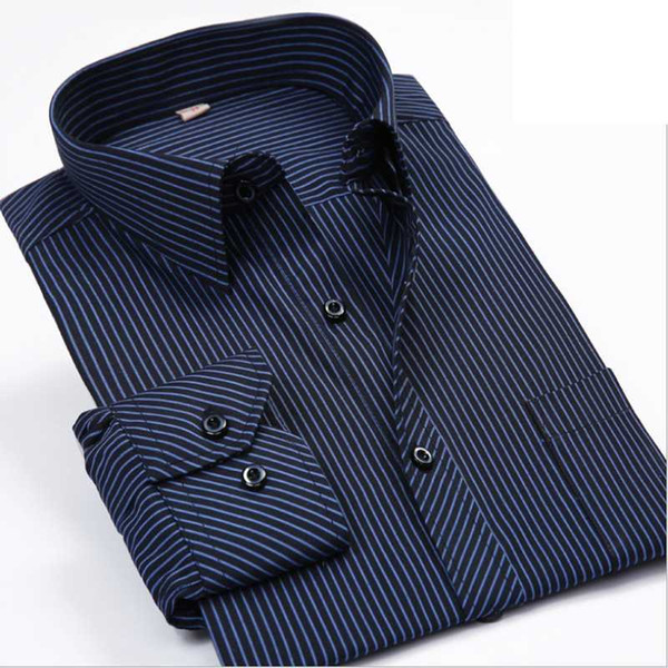 Hot Sale Spring Men Shirt Long Sleeved Striped Solid Plaid Male Business Shirt Brand Clothing Formal Man 