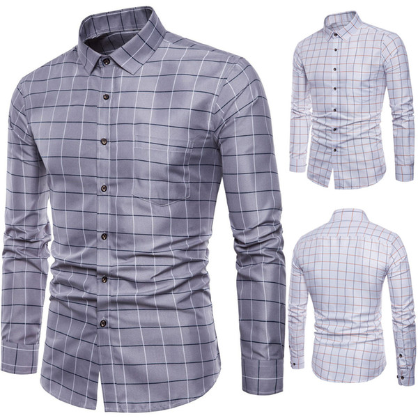 Brand long sleeve shirt Of Mens Long Sleeve Oxford Formal Casual Plaid Slim Fit Dress Shirts Top male shirt chemise homme M-5XL