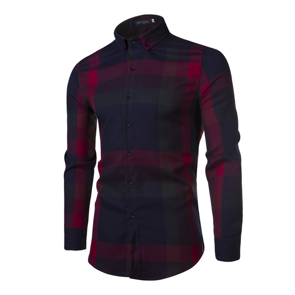 Men's 89% Cotton Casual Plaid Shirt Men's Junior Student Four Seasons High Quality Comfortable Slim Shirt Asian Size M-3XL