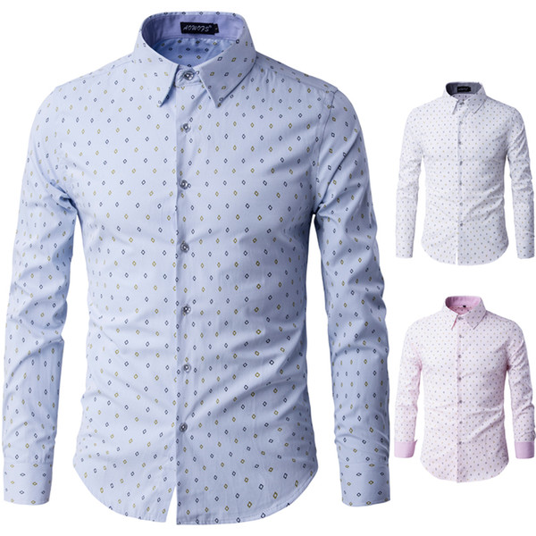 Original Men's Fashion Casual High Quality Long Sleeve Shirt Men's Four Seasons Cotton Comfort Business Diamond Print Shirt