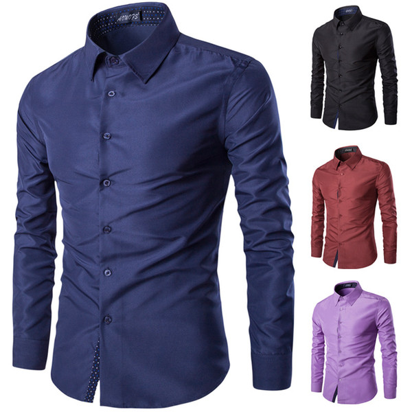 Original Men's Fashion Casual High Quality Solid Color Long-sleeved Shirt Men's Youth Four Seasons Cotton Comfortable Business Print Shirt