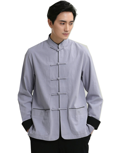 Shanghai Story chinese traditional men clothing oriental mens clothing tangzhuang tai chi shirt Kungfu Top For Man