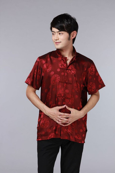 Shanghai Story chinese kungfu shirt national trend chinese style top tradition Chinese Mens Silk Satin Shirt with Pocket 5 color JY071