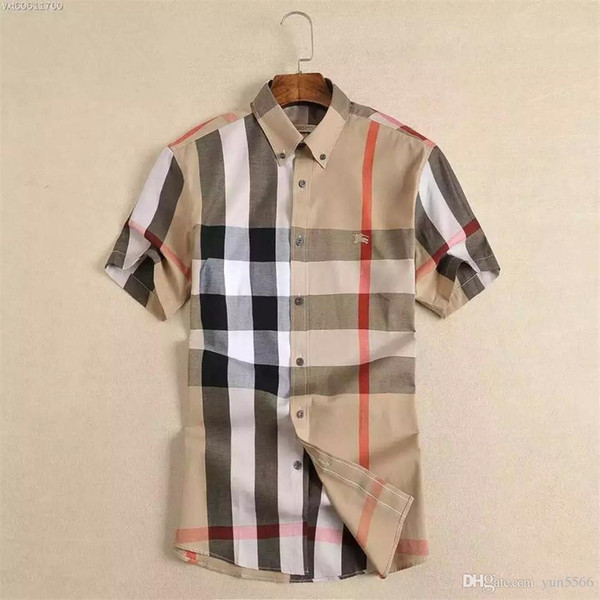 newest 2018 fashion Wave Of Men Plaid Shirt Print Colour Mixture Luxury Casual Harajuku Shirts short sleeve Men's Medusa Shirts #SS15