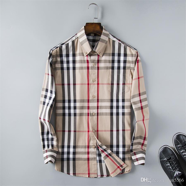 Men's Fashion Shirts Long Sleeves Solid Color Casual Shirt 2018 Winter New blouse Slim mandarin collar Teenager's OverShirt AAA-5