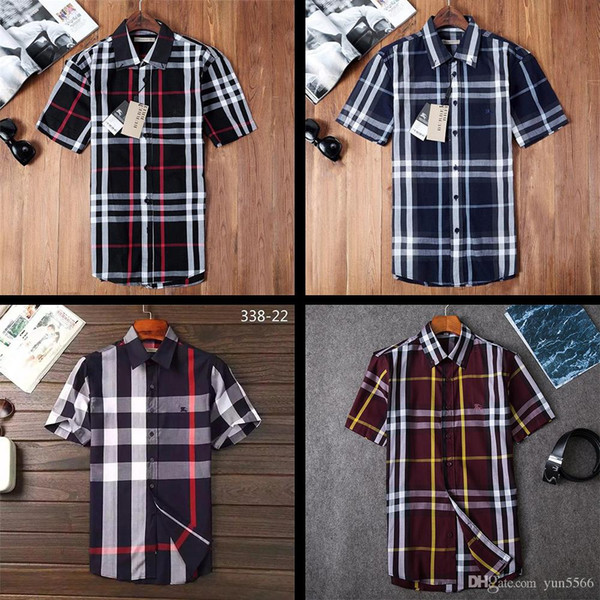 newest 2018 fashion Wave Of Men Plaid Shirt Print Colour Mixture Luxury Casual Harajuku Shirts short sleeve Men's Medusa Shirts #SS18