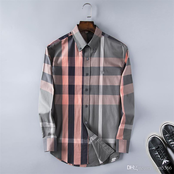 Men's Fashion Shirts Long Sleeves Solid Color Casual Shirt 2018 Winter New blouse Slim mandarin collar Teenager's OverShirt AAA-6