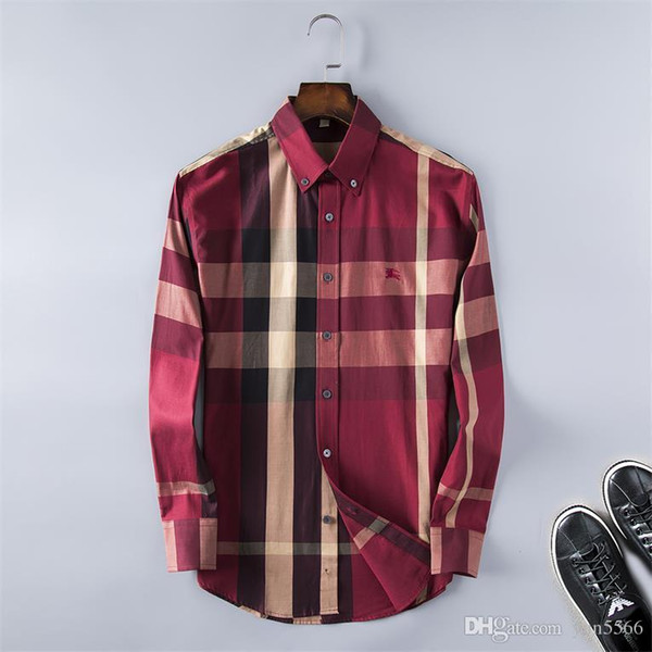 Men's Fashion Shirts Long Sleeves Solid Color Casual Shirt 2018 Winter New blouse Slim mandarin collar Teenager's OverShirt AAA-4